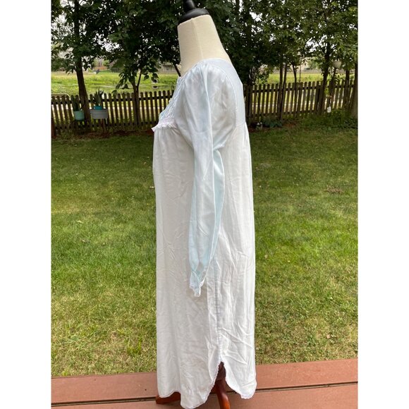 Barbizon Blue Cuddleskin Small Nightgown Cottagecore Angelic Feminine Lace & But - Picture 3 of 10